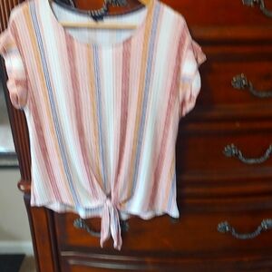 Striped Tie-Front Top